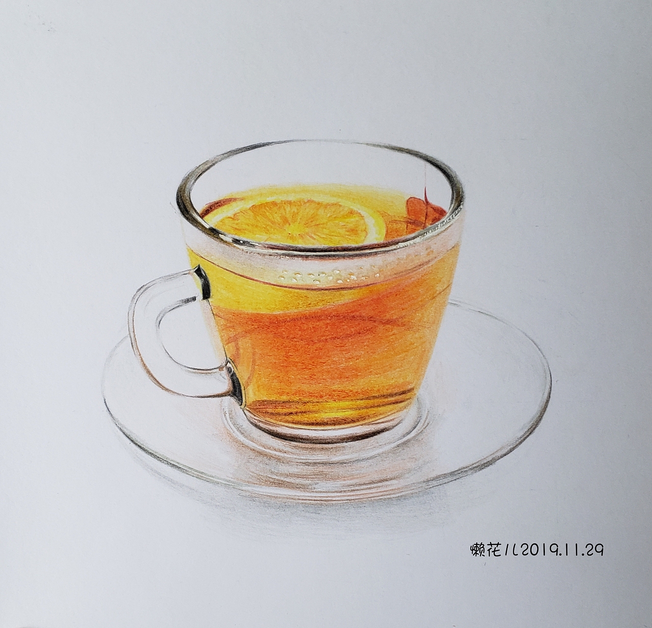 卡通logo标签彩铅茶杯玻璃杯手绘步骤图作品信息创作时间2020/03/29