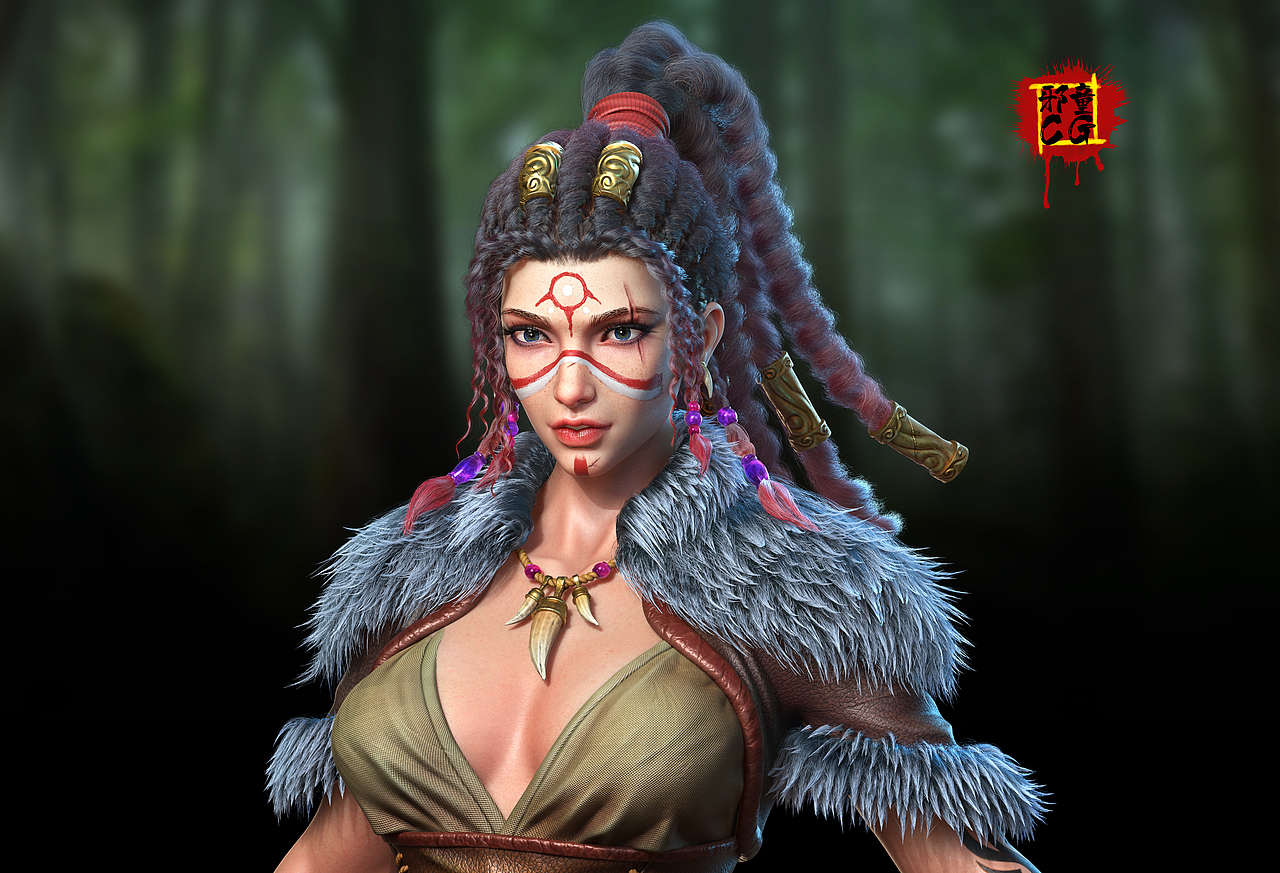 《部落女战士》角色案例（图ZMjA2NzY1OTEy） - 人物/生物 - 站酷设计师邪童君原创素材 - 站酷ZCOOL