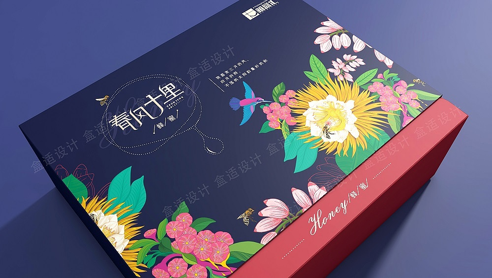 标品设计|箱盒汇主创简约风"春分十里"蜂蜜礼盒包装