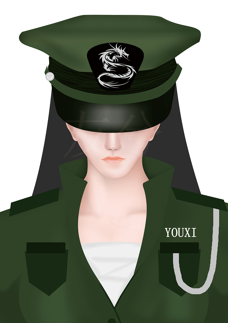 原创鼠标绘作品:军装妹子|插画习作|插画|友兮 - 原创设计作品 - 站酷