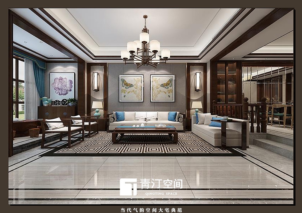 富田兴龙湾340㎡联排别墅装修效果图-青汀空间