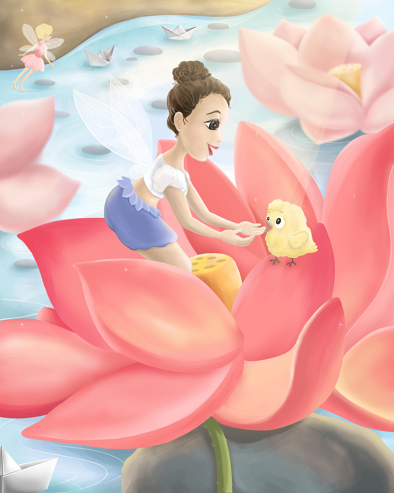 lotus fairy 荷花仙子|儿童插画|绘本插图|板绘