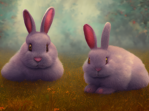 #站酷梦笔#欢乐的兔子，幻想，梦幻，蒙蒙的居中，对称