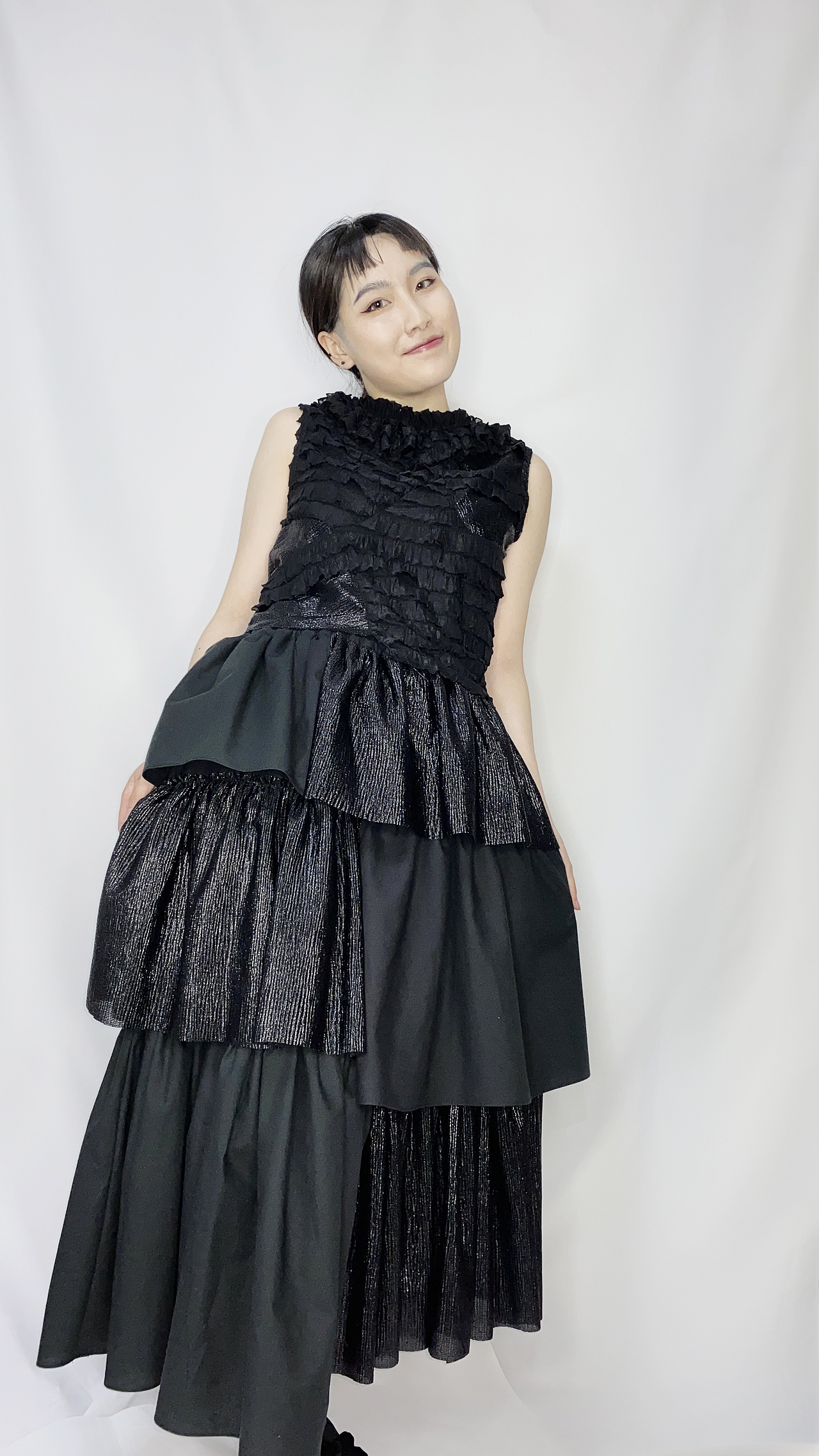 不对称tops skirt 套装