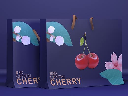 樱桃车厘子手提袋、水果通用手提袋、插画风、唯美高端