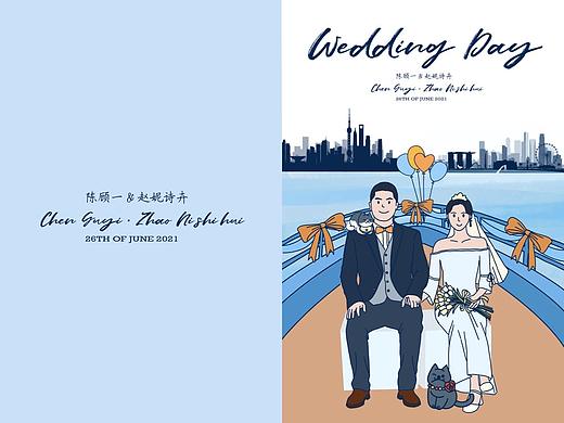 婚礼请帖定制插画