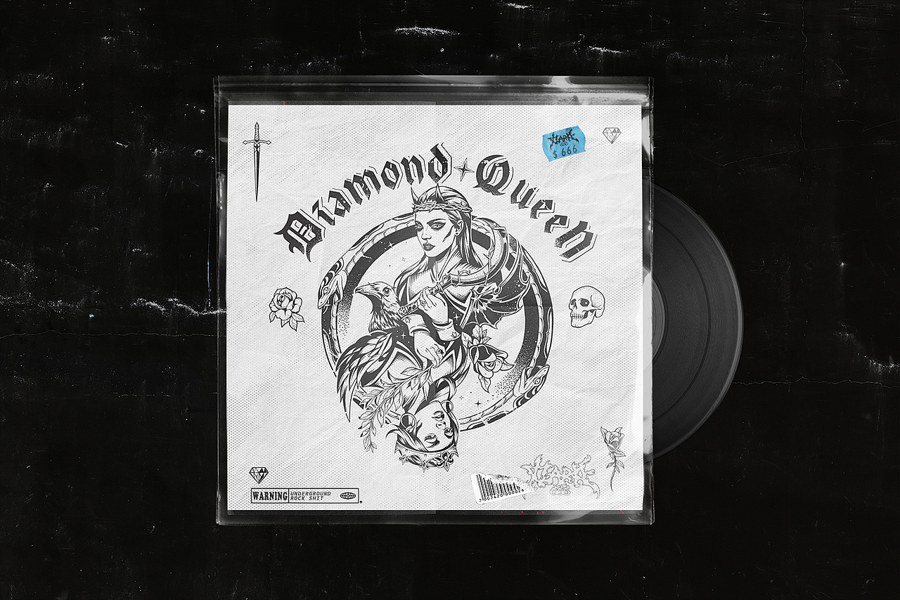 鱼尾纹乐队 EP COVER /DIAMOND QUEEN（图ZMjM3NTA3MDA0） - 新锐潮流插画 - 站酷设计师如意树原创素材 - 站酷ZCOOL