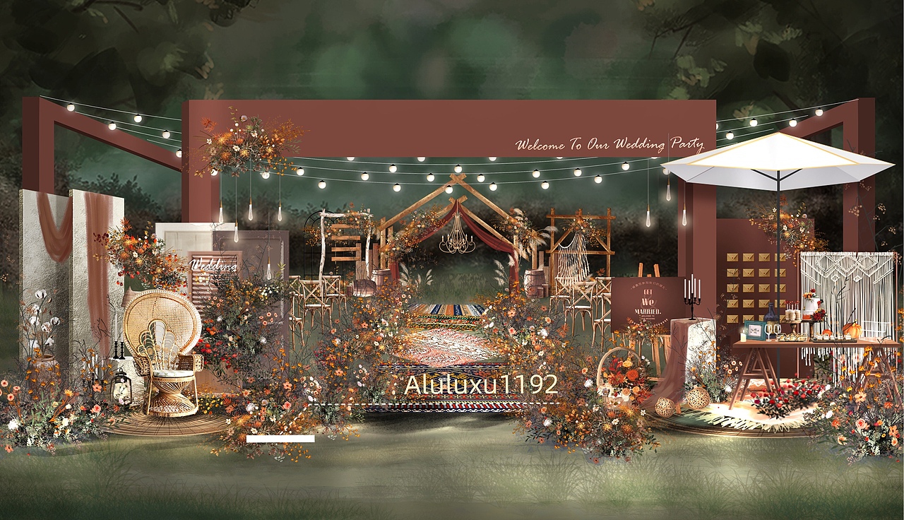 秋色系戶外婚禮（圖ZMjY3NTkzMTE2） - 其他空間 - 站酷設計師鹿設計LUD原創(chuàng)素材 - 站酷ZCOOL