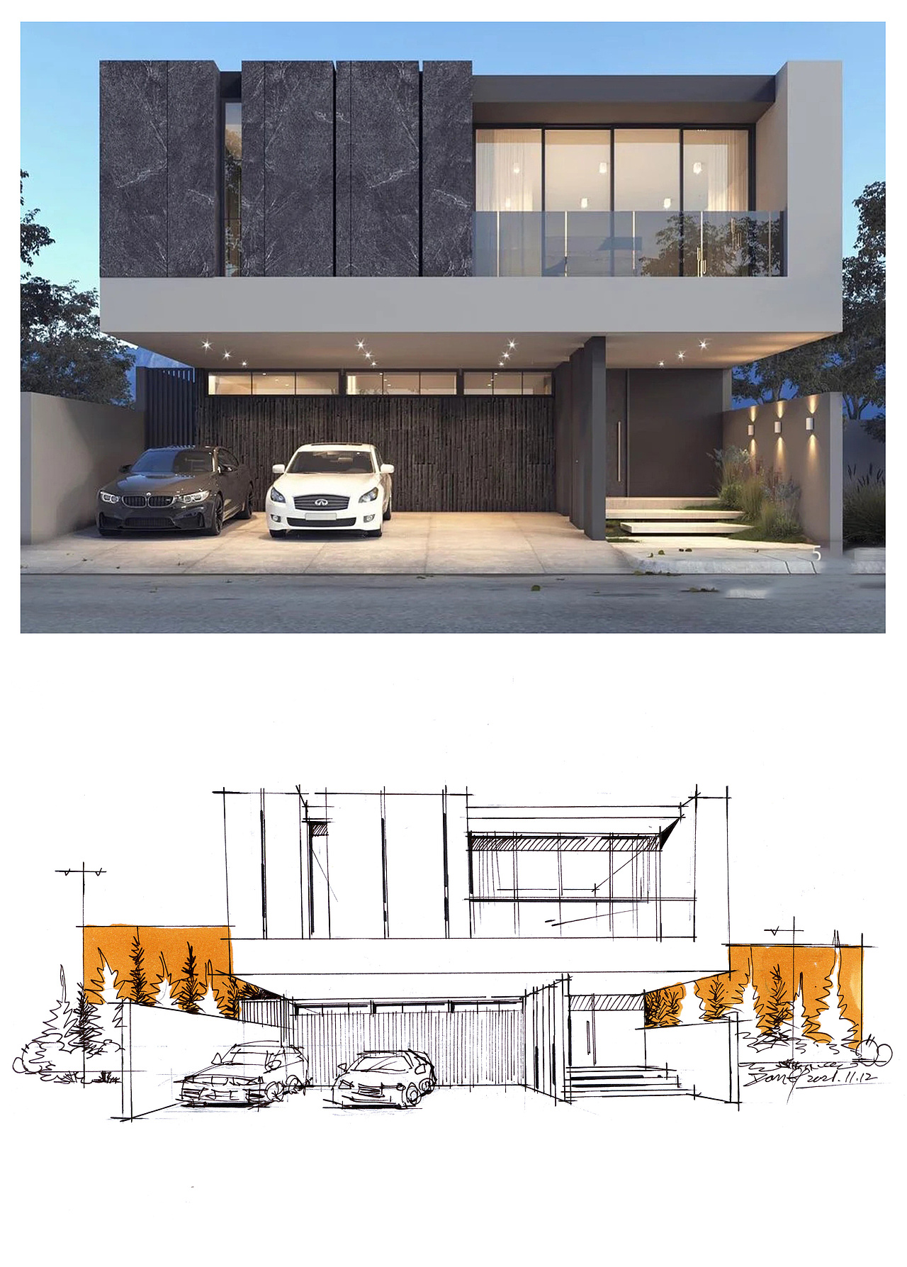 建筑效果线稿+照片对比图（图ZMjc4NDI4MjQ0） - 建筑设计 - 站酷设计师建筑小天才一东东原创素材 - 站酷ZCOOL