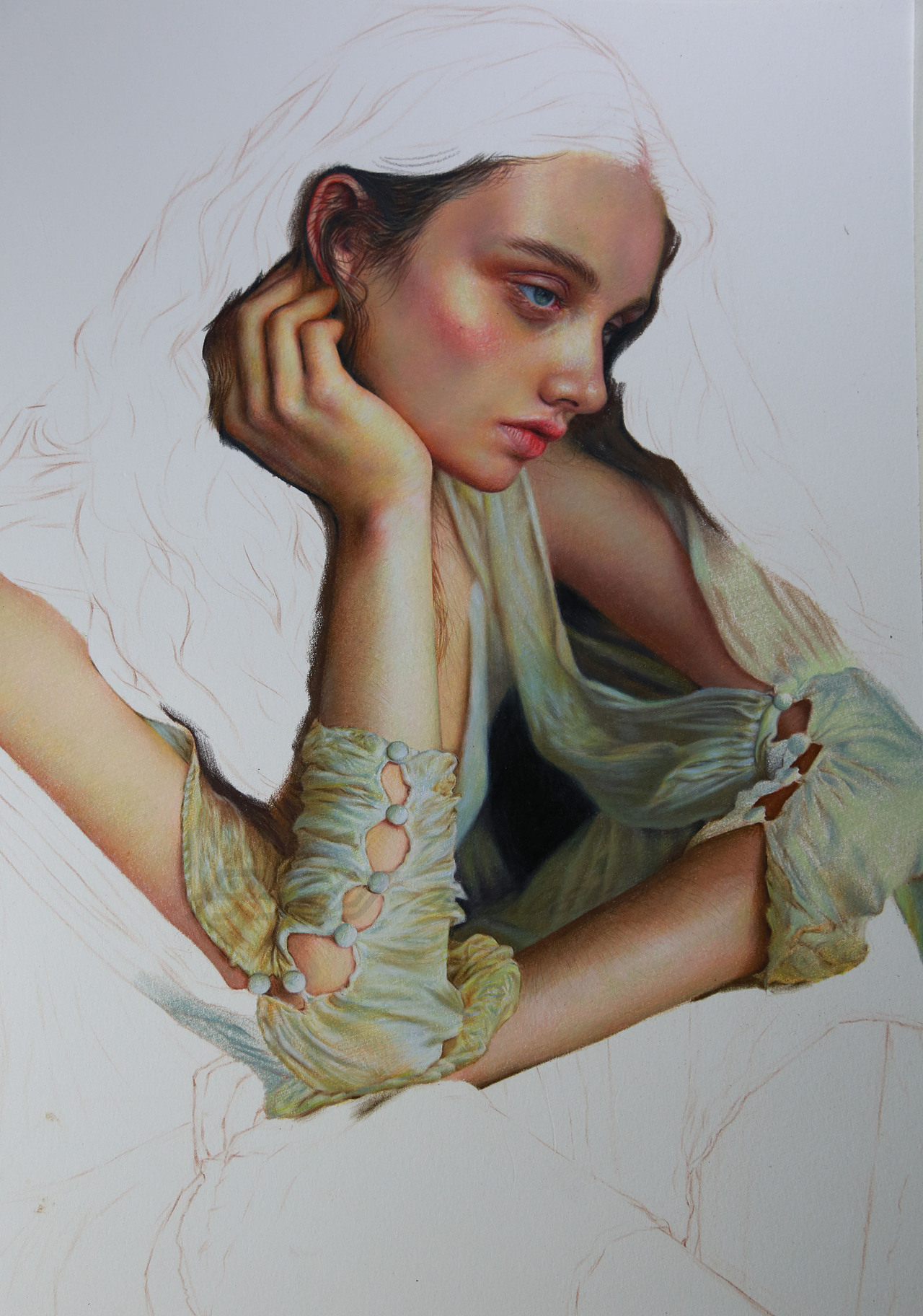 彩铅人物-《典雅》（内附视频）（图ZMTcyMzI5NDcy） - 绘画 - 站酷设计师丹子何原创素材 - 站酷ZCOOL