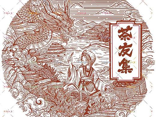 茶饼包装设计插画
