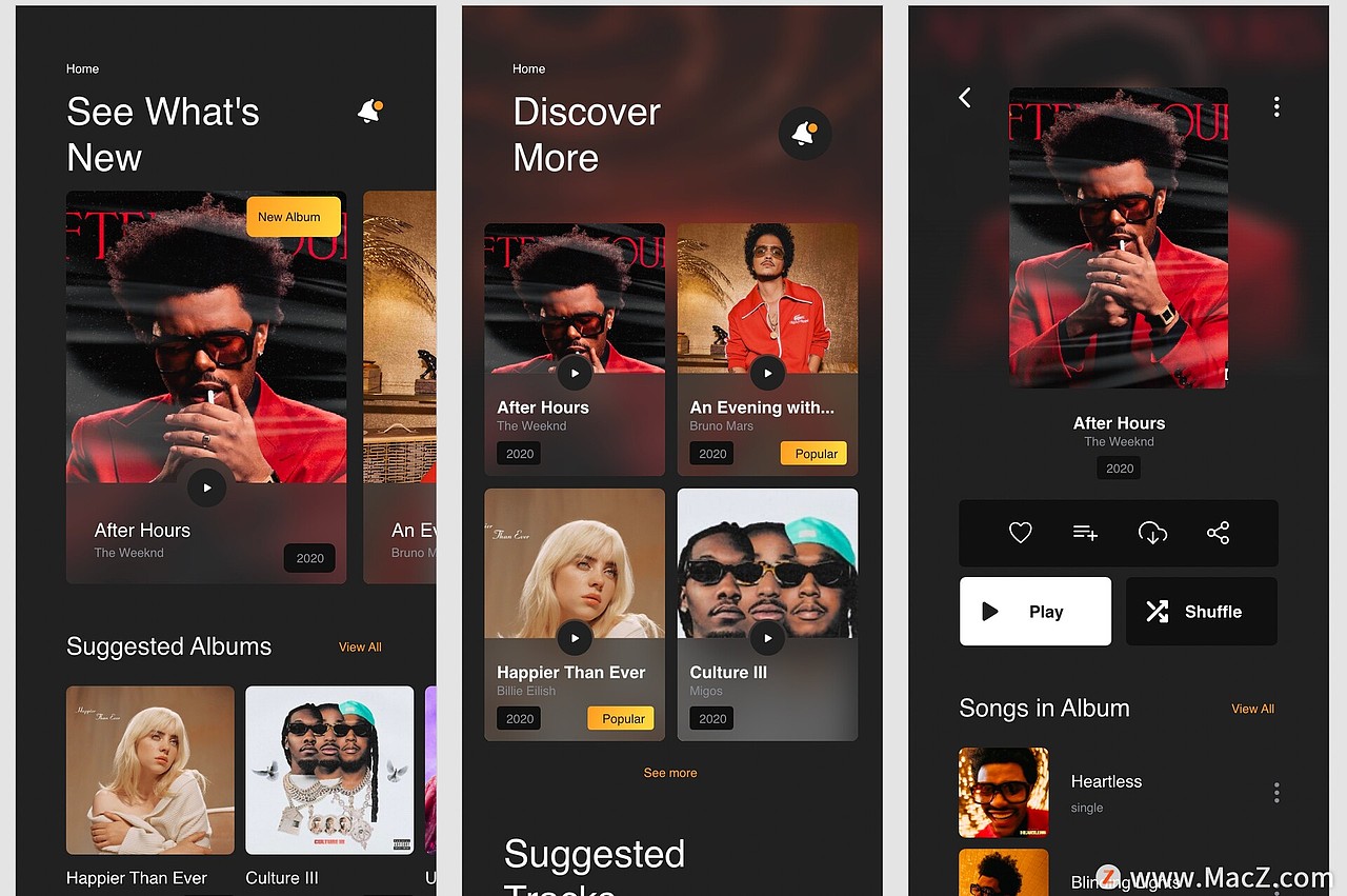 62屏音乐视频流媒体应用UI套件