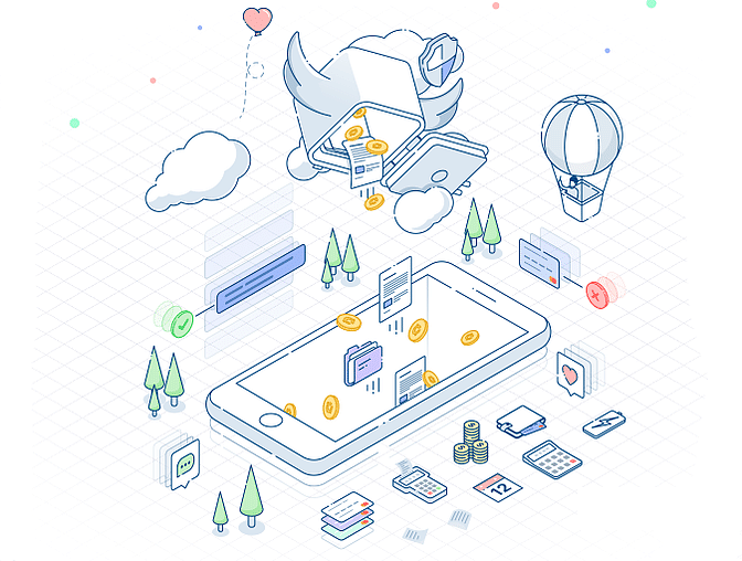 2.5D插画等距立体科技城市网页数据商务图标设计素材