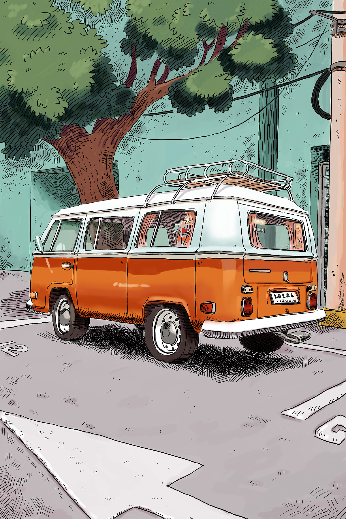 旅行车|插画|创作习作|大风鸽 - 原创作品 - 站酷 (zcool)