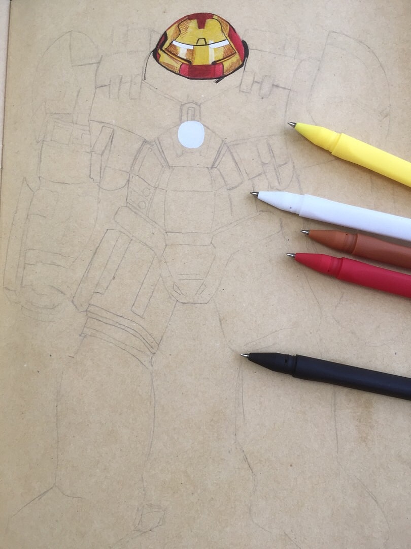 彩铅,钢铁侠,反浩克装甲.
