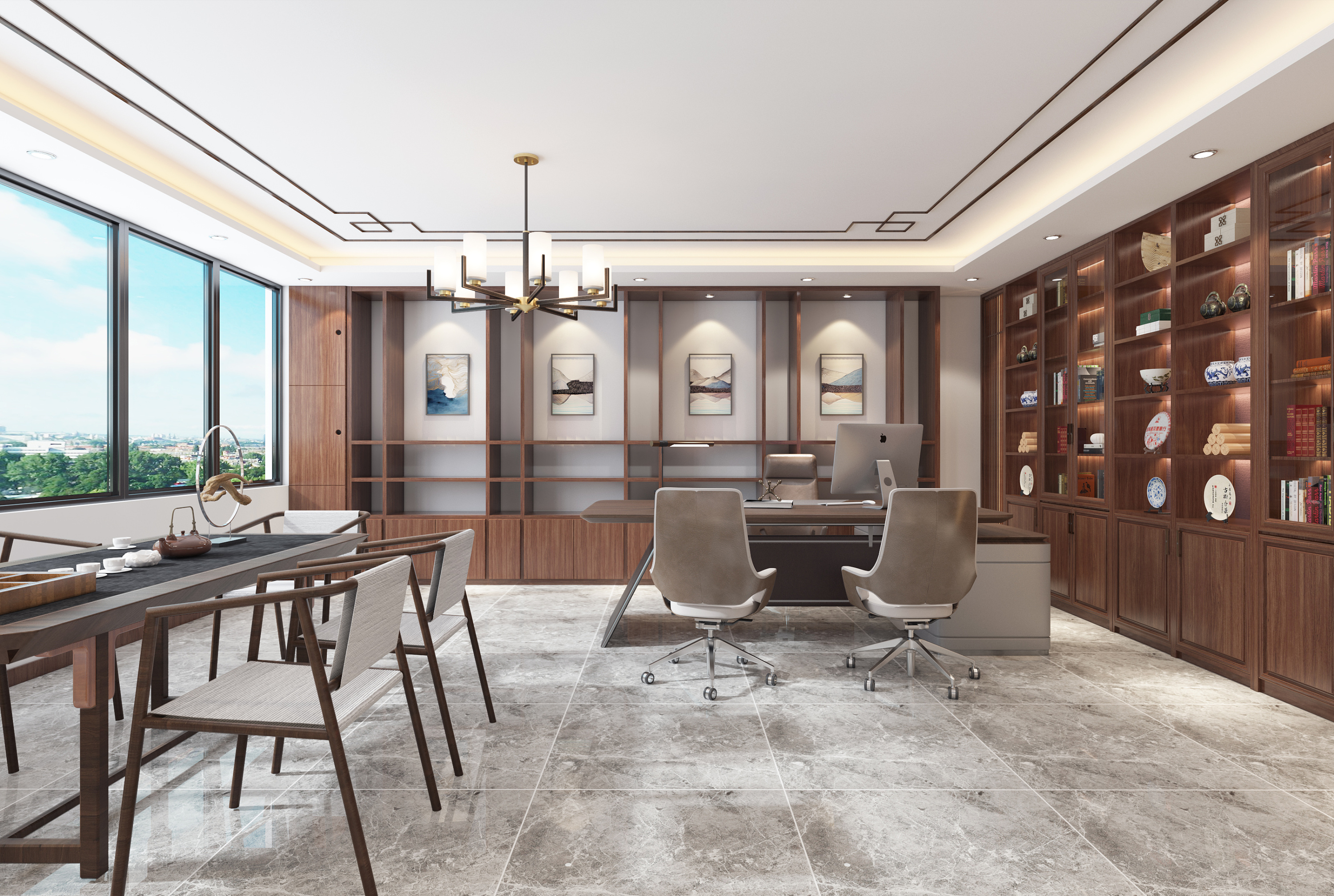 新中式办公室——会议室 茶室