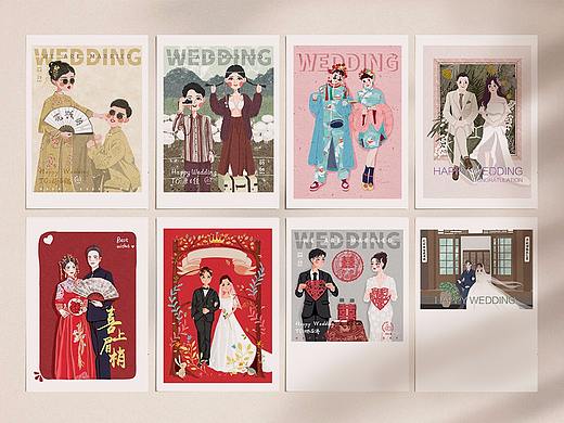 婚纱照插画合集-给朋友们的新婚礼物