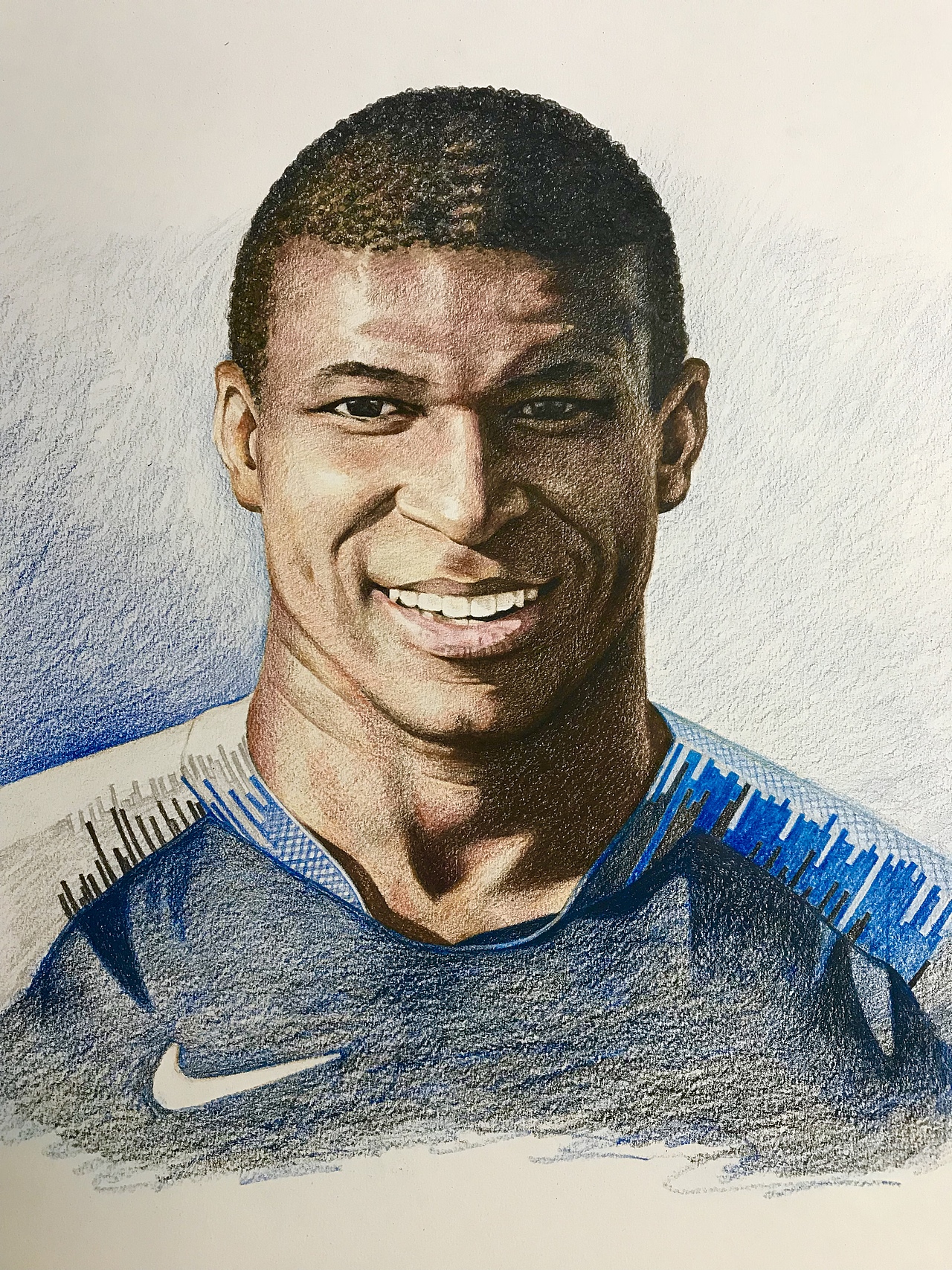 彩铅人物系列-法国球星 姆巴佩