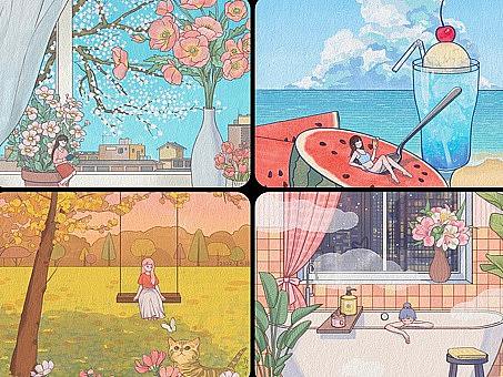 水彩风原创插画合集