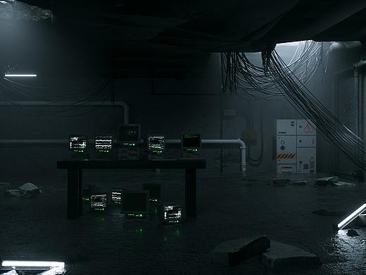 C4D 暗调风格场景