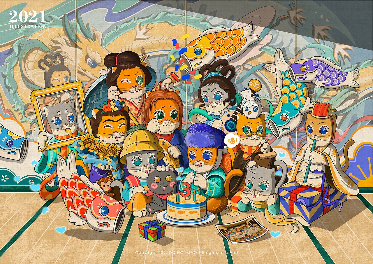 2021插画年度总结 | 奇喵世界的大局观(图ZMjg1NjA5NDY4) - 创作习作 - 站酷设计师清喵原创素材 - 站酷ZCOOL