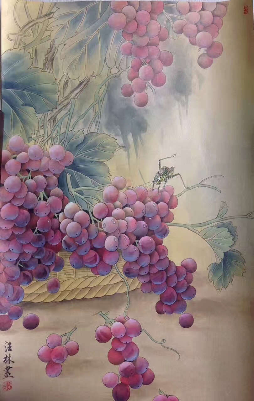 汪林工笔画葡萄