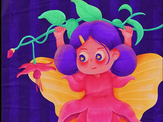 Flower butterfly（个人主页-ZNDI1NzE3ODQ=） - 儿童插画 - 站酷设计师阿目童原创素材 - 站酷ZCOOL