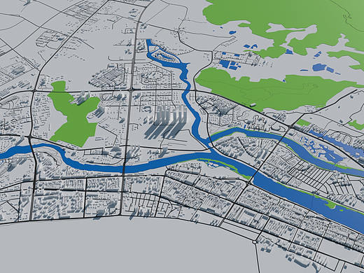 三亚市区三维建筑轮廓地图