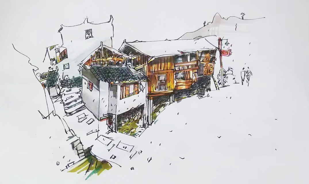 马克笔建筑风景练习（图ZMTA3Mzc4Njg0） - 绘画 - 站酷设计师圆圆yy亮晶晶原创素材 - 站酷ZCOOL