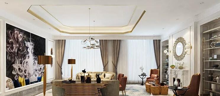郑州思念果岭国际社区580平轻奢现代风格别墅装修案例（图ZMTIyMzM0NzI0） - 家装设计 - 站酷设计师美巢装饰花园路店原创素材 - 站酷ZCOOL