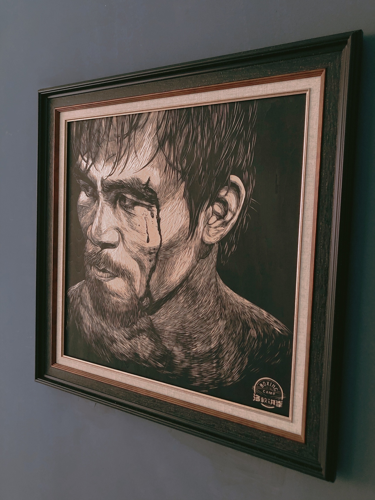 手工雕刻拳王【曼尼·帕奎奥】木刻版画