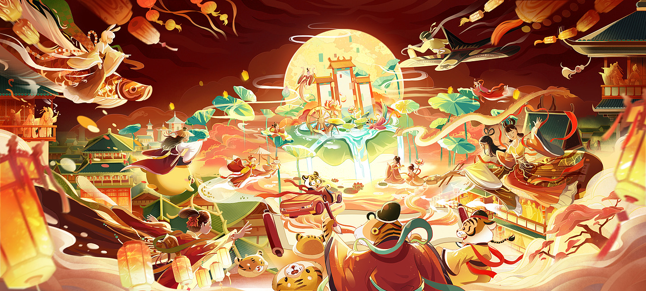 国风氛围插画虎年kv | 虎年看长安（图ZMjg3OTc5MDY0） - 商业插画 - 站酷设计师爆炸安仔ANNNx原创素材 - 站酷ZCOOL