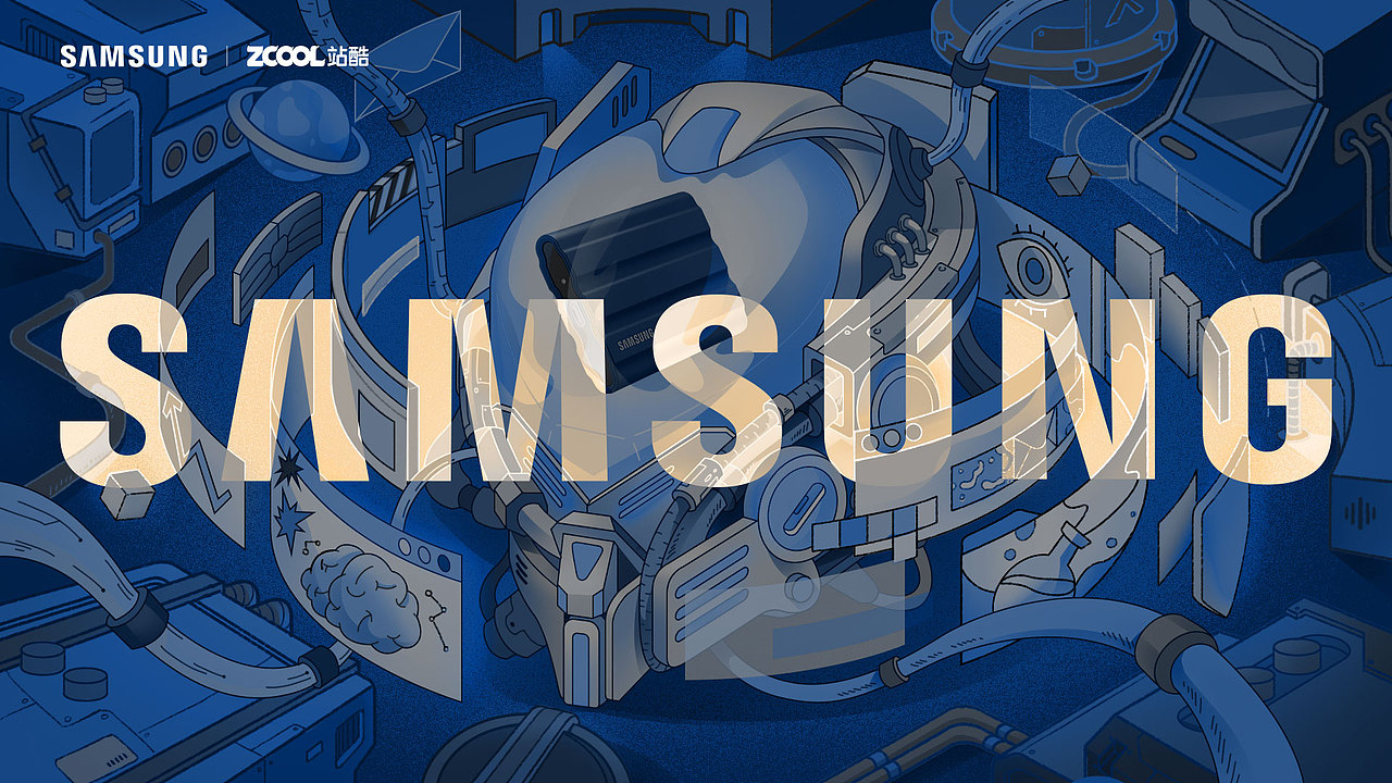 閃耀星動(dòng) 共創(chuàng)不同 丨 三星移動(dòng)固態(tài)硬盤創(chuàng)意海報(bào)（圖ZMzA0NTE2ODg4） - 海報(bào) - 站酷設(shè)計(jì)師掀腦殼原創(chuàng)素材 - 站酷ZCOOL