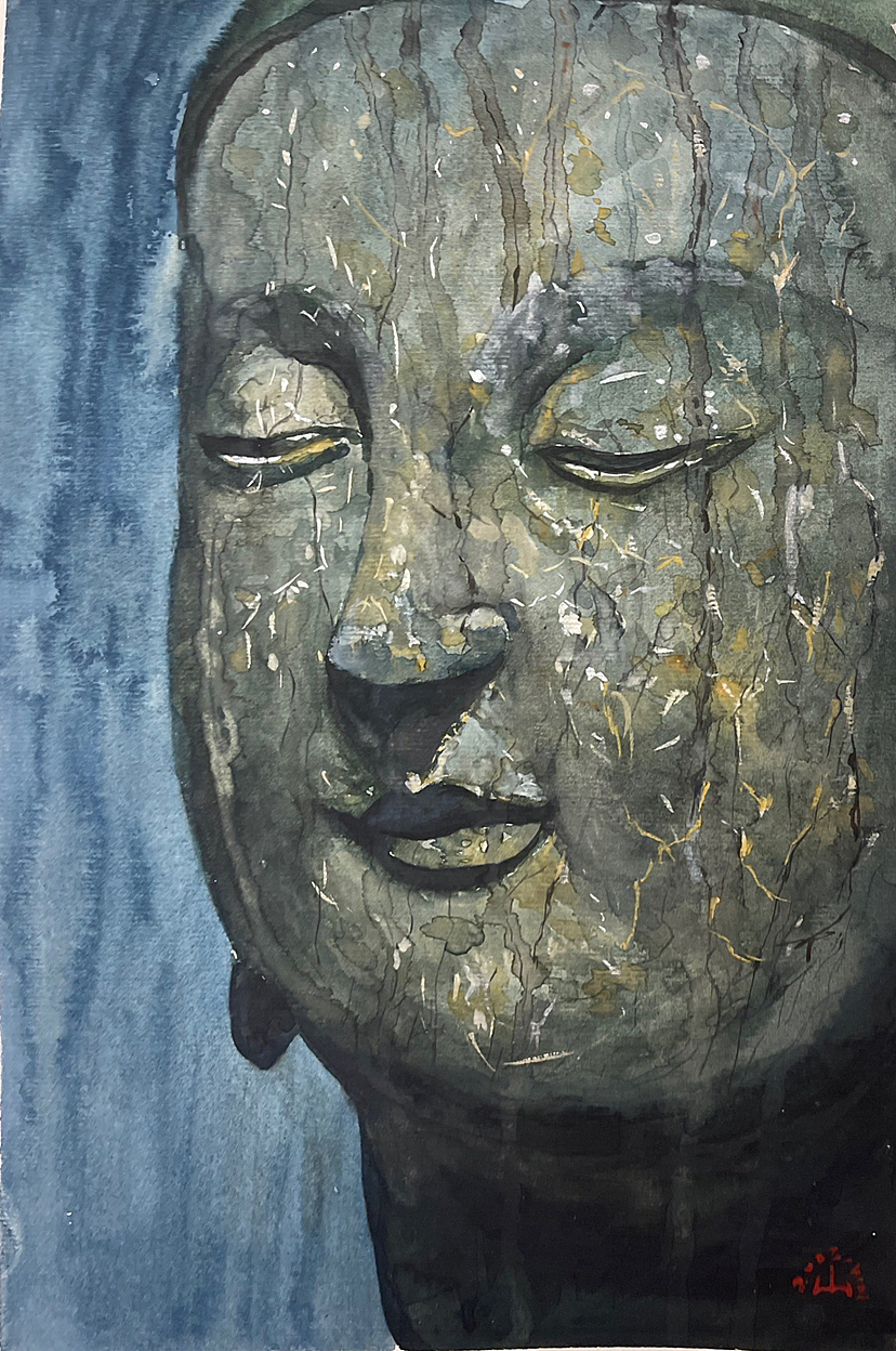 丙烯水彩佛头