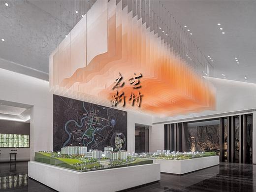 波浪形亚克力艺术吊灯让空间逐渐变得广阔