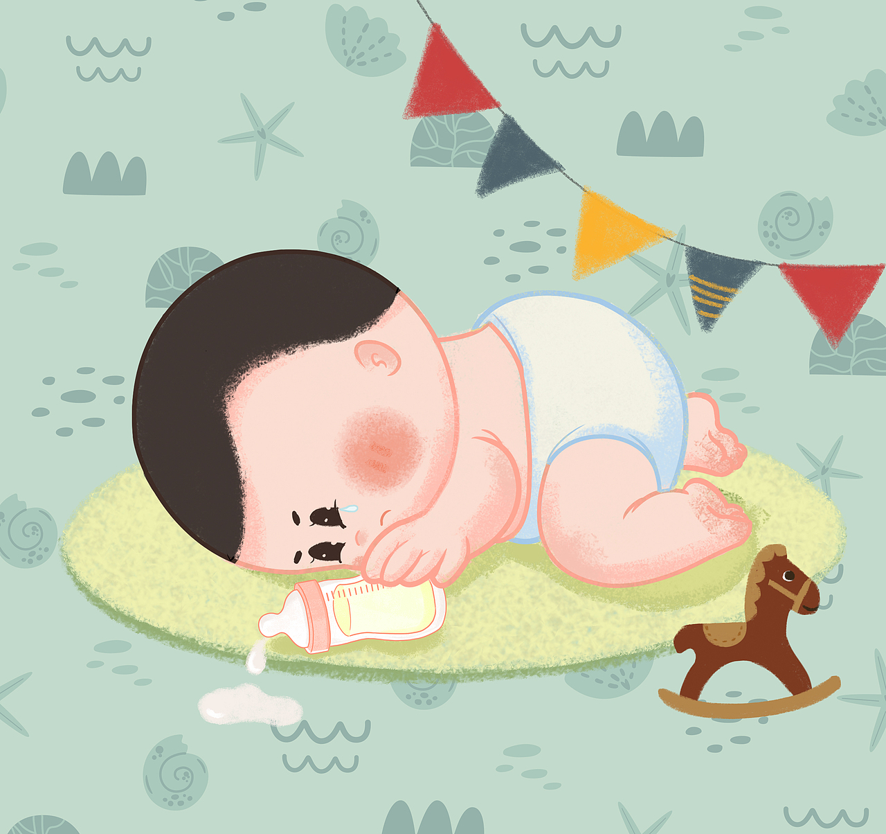 小胖爱哭哭（图ZMzI0NzM0NzEy） - 儿童插画 - 站酷设计师多财多亿鑫鑫子原创素材 - 站酷ZCOOL