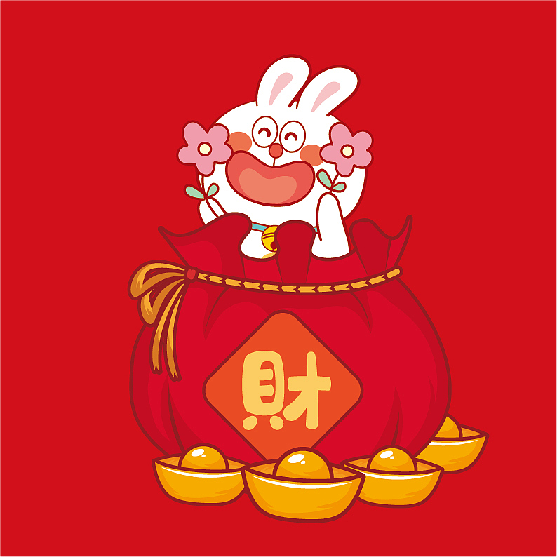 阿茹生肖IP插画叮当兔年头像壁纸海报手机壳