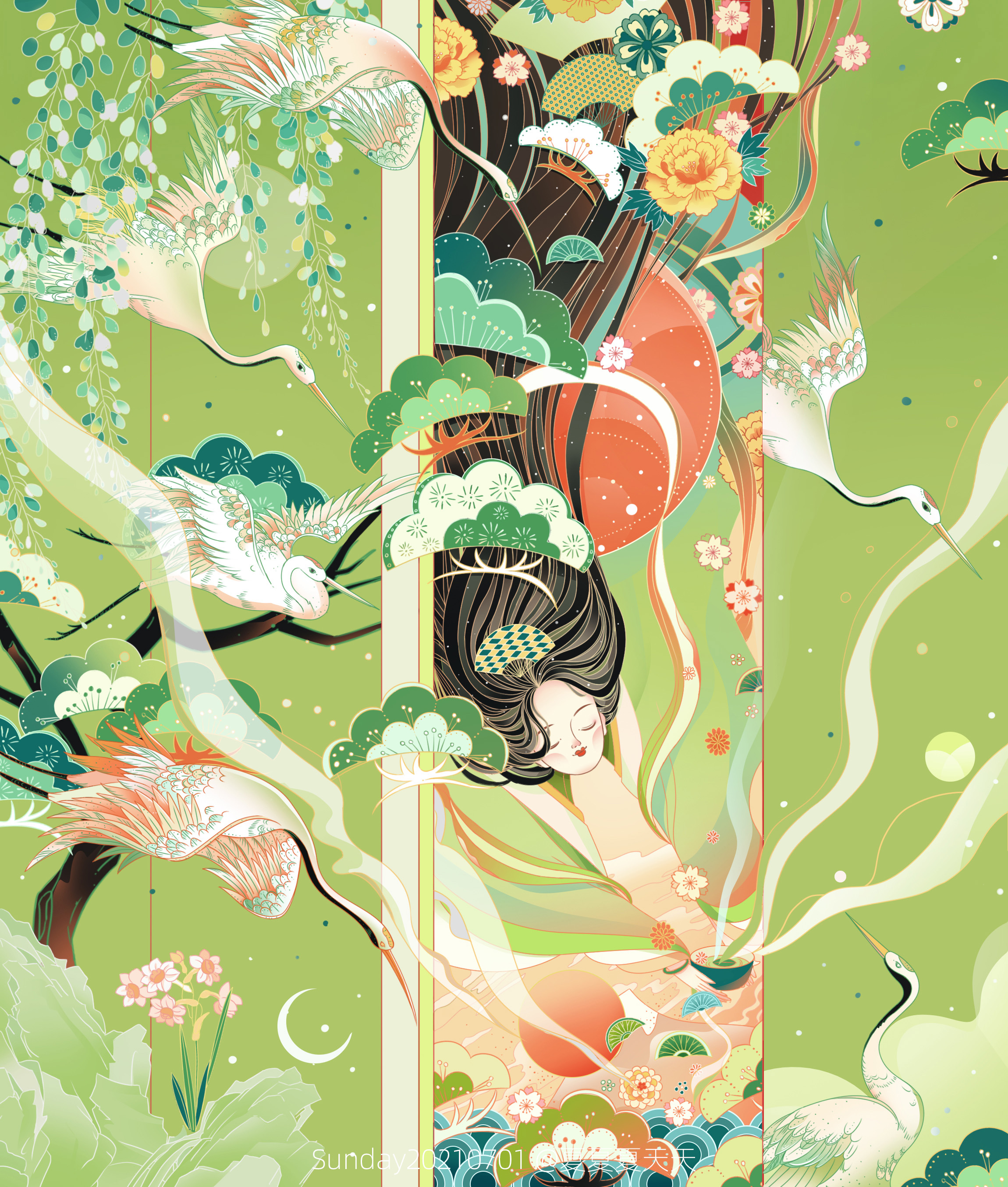 国风小清新少女茶系列|插画|商业插画|夏夏夏天天 - 原创作品 - 站酷