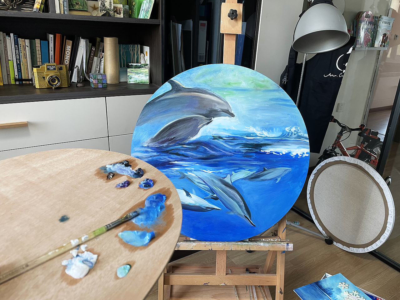 油画 | 海豚在舞蹈 浪花是裙摆（图ZMjY2NzUxNTYw） - 绘画 - 站酷设计师插画师西米鹿原创素材 - 站酷ZCOOL
