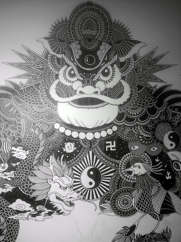 2开大画《最炫中国风》附绘制过程（图ZMTc0MjI3MTY=） - 新锐潮流插画 - 站酷设计师墩小贤原创素材 - 站酷ZCOOL