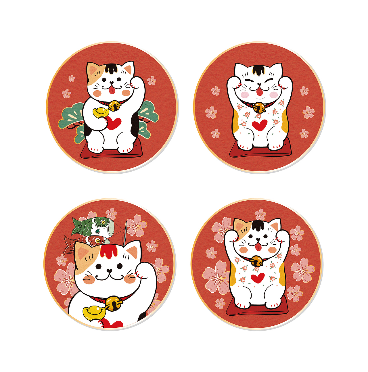 招财猫装饰画插画客厅书房装饰画