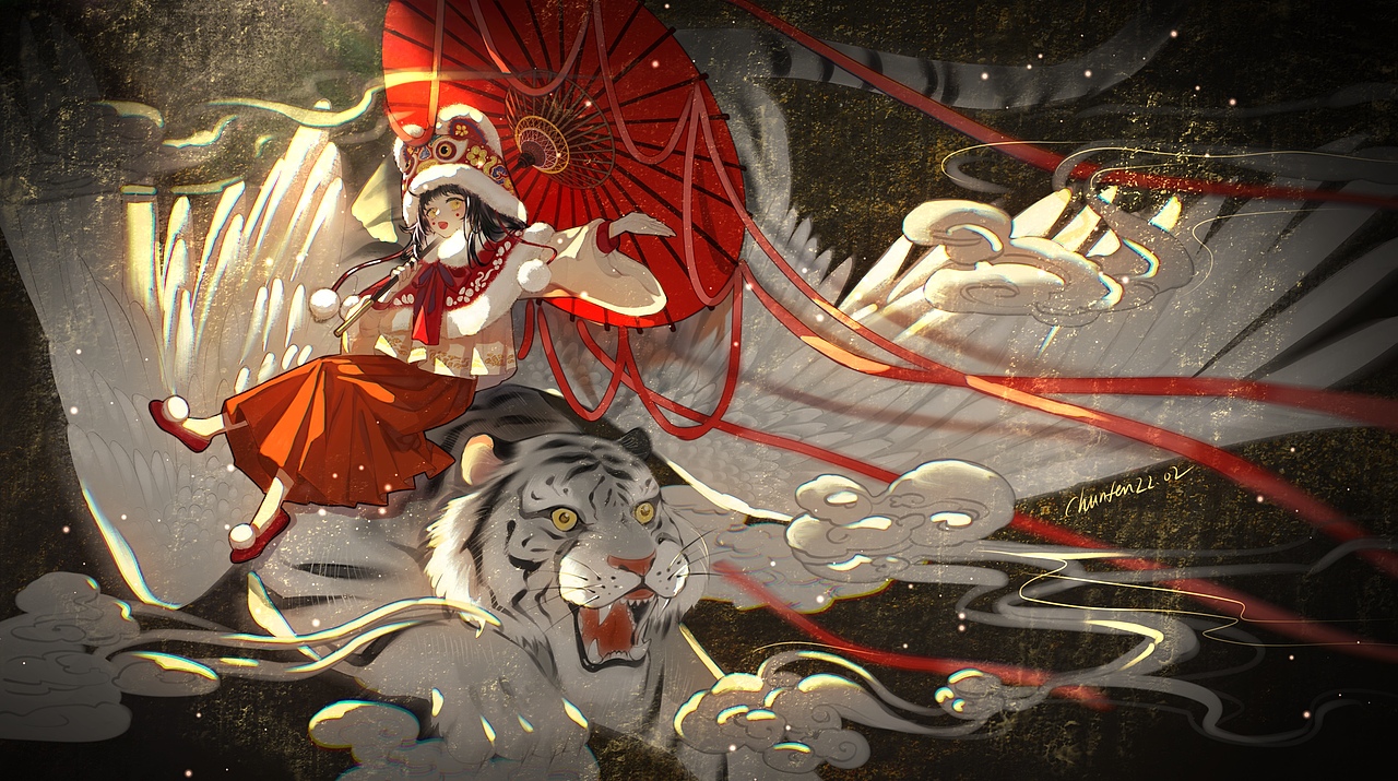 如虎添翼（图ZMjg3MzA3NjMy） - 新锐潮流插画 - 站酷设计师春分分原创素材 - 站酷ZCOOL