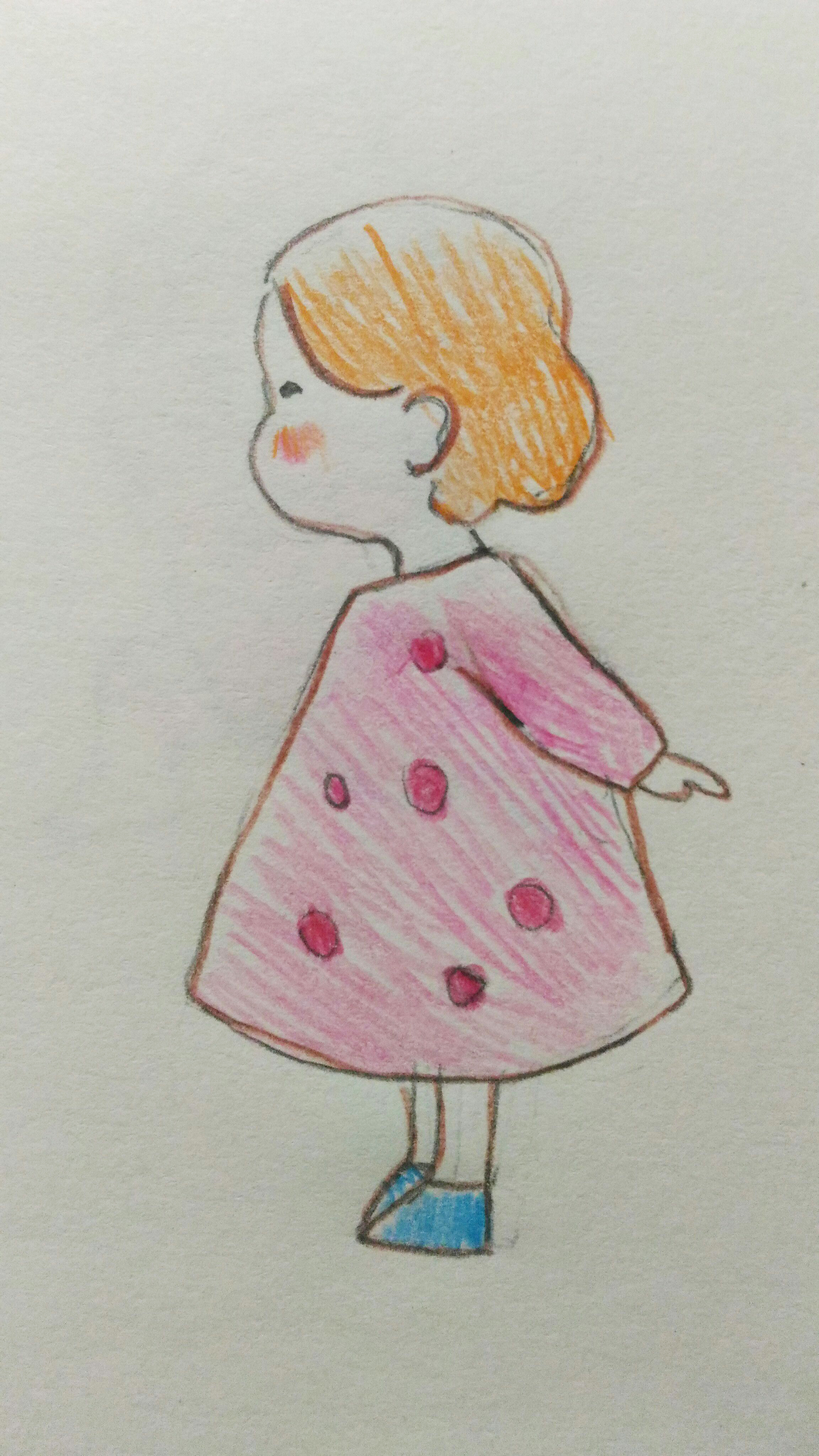 手绘草稿图小女孩