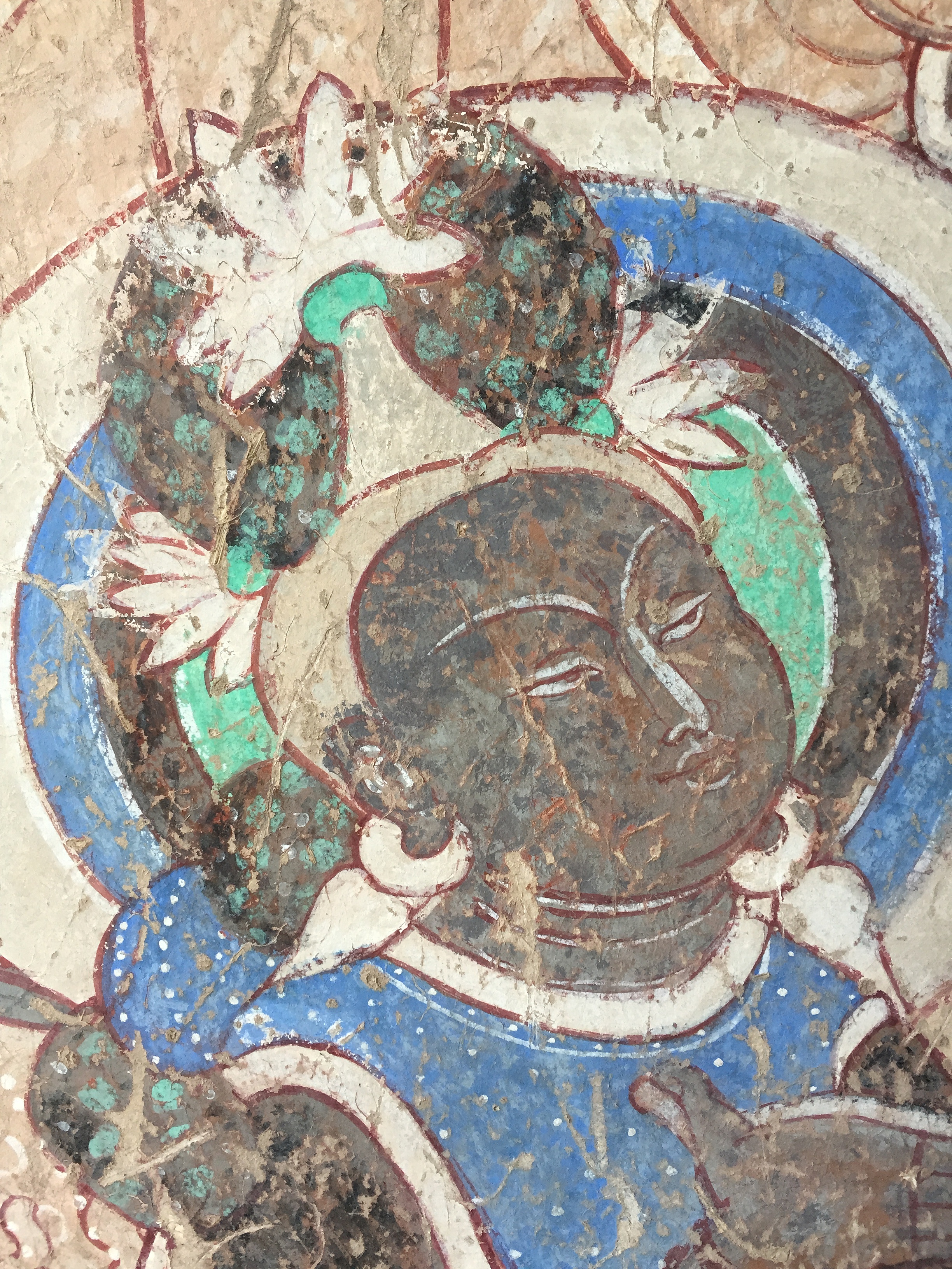 龟兹188窟壁画——闻法天人摹写