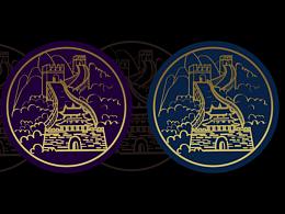 古典烫金中国风长城纪念图案