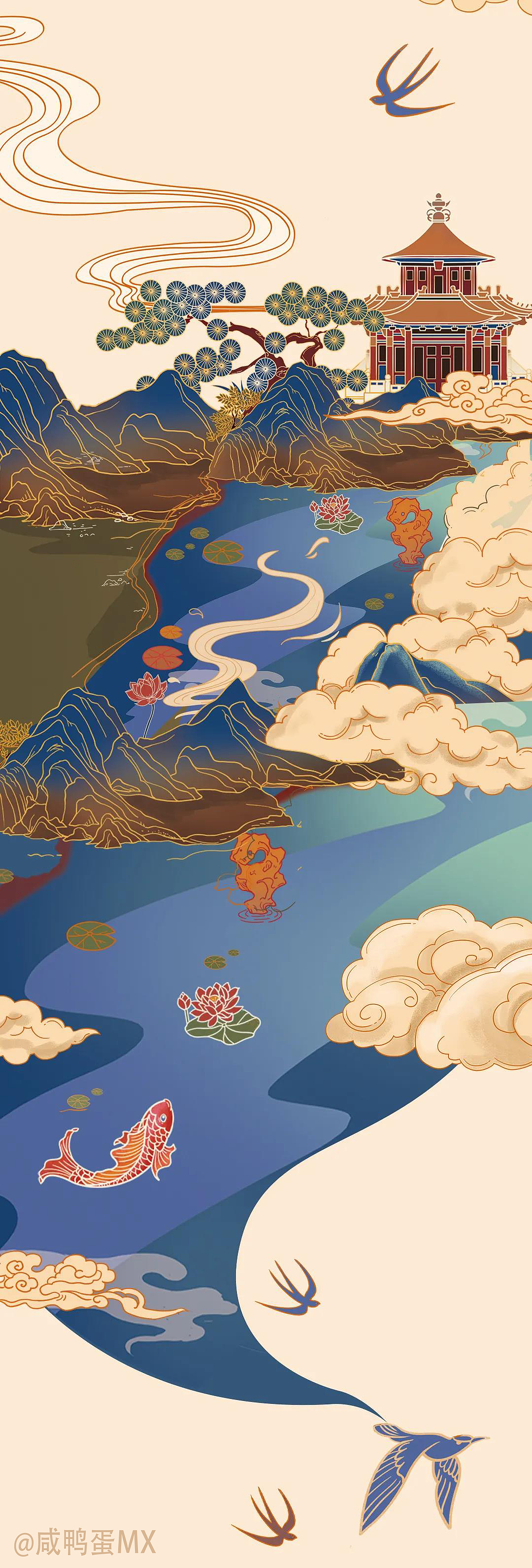 周生生I故宫宫廷文化KV主视觉插画设计