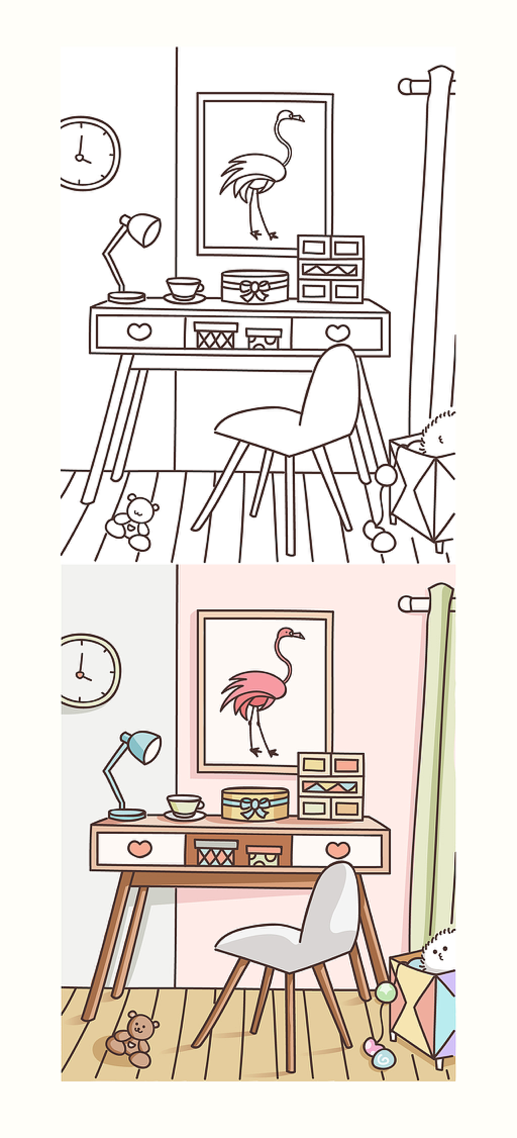 卧室一角|插画|艺术插画|cathychin_原创作品-站酷zcool