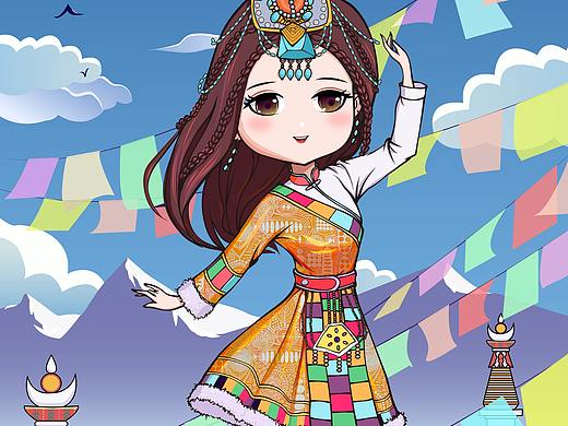 民族少女插画