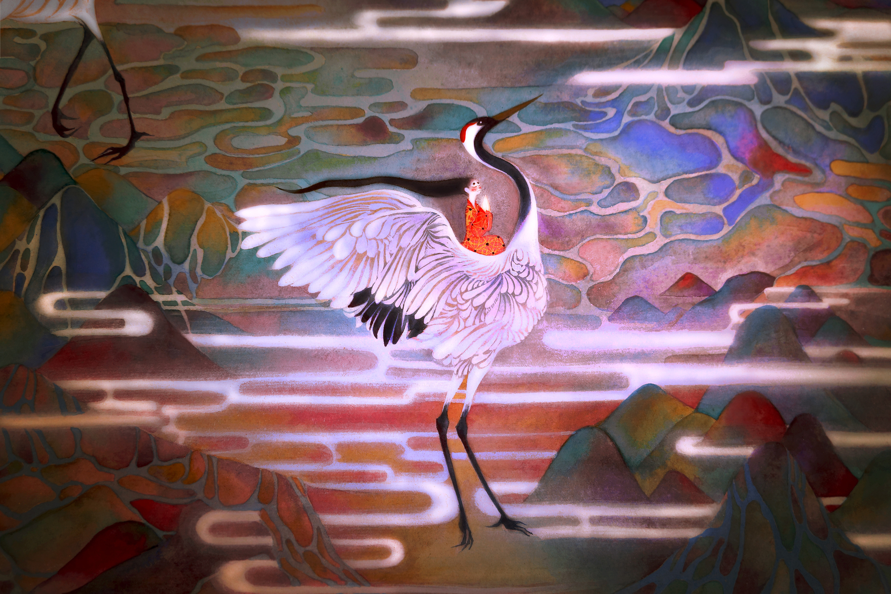 《鹤仙歌.金散瘴》日本颜彩-人川集