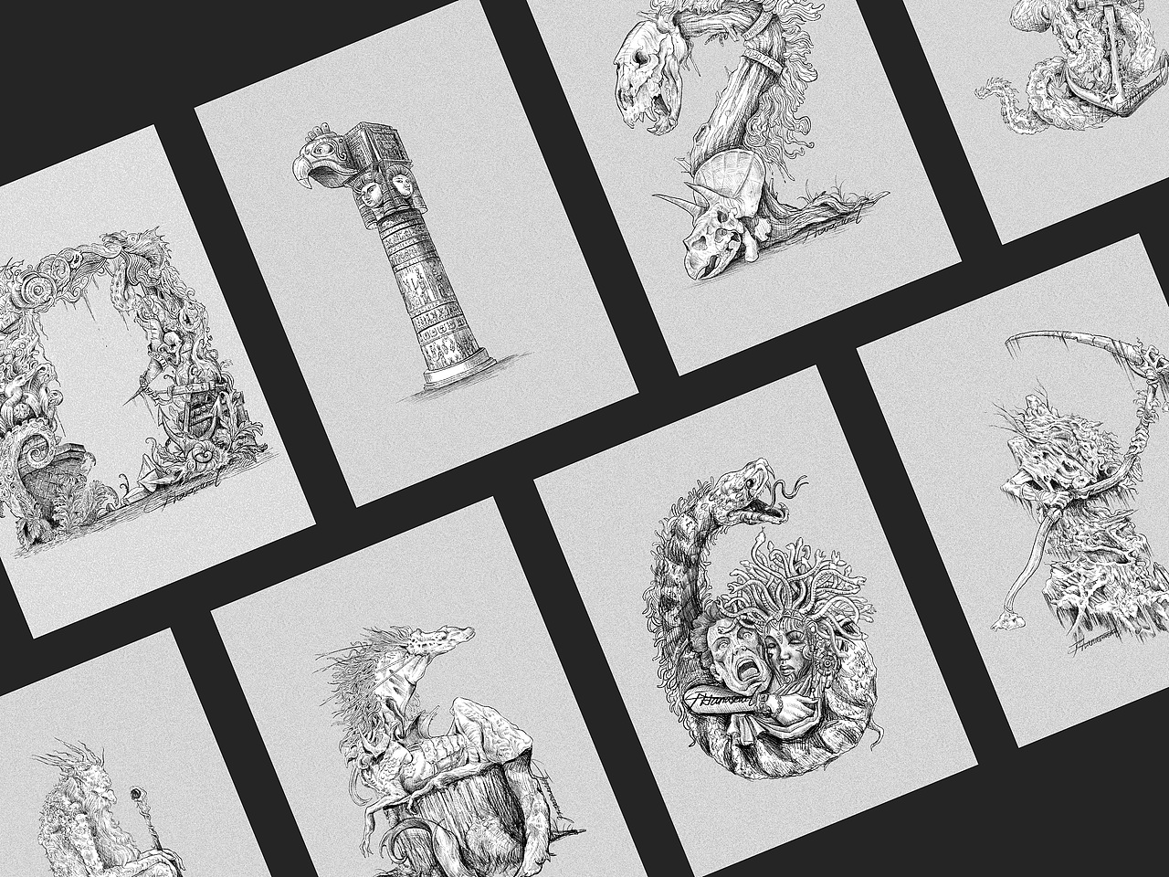 从0至9数字变形创意插画